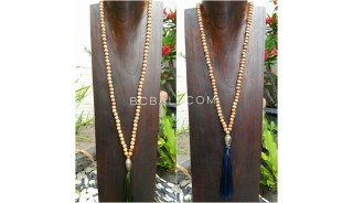 2color mala wood natural necklace tassels buddha chrome prayer 